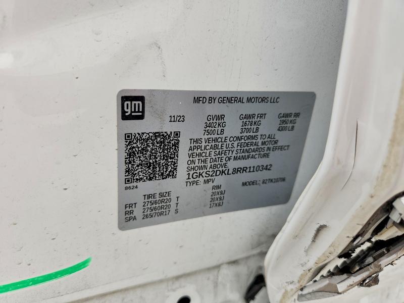 52067236 :رقم المزاد ، 1GKS2DKL8RR110342 vin ، 2024 Gmc Yukon مزاد بيع