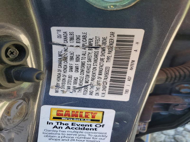 53933226 :رقم المزاد ، 2HGFC2F74JH565223 vin ، 2018 Honda Civic مزاد بيع