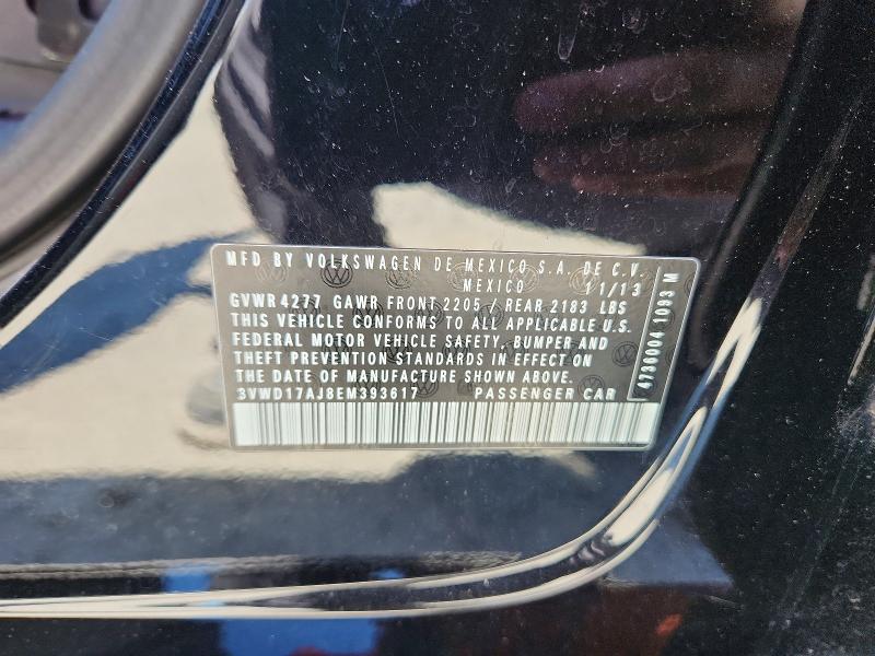 Продажа на аукционе авто 2014 Volkswagen Jetta, vin: 3VWD17AJ8EM393617, номер лота: 53629896