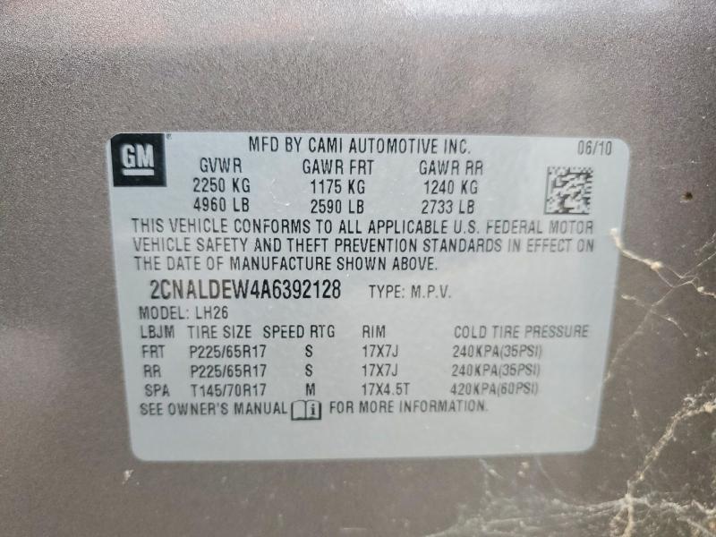Продажа на аукционе авто 2010 Chevrolet Equinox, vin: 2CNALDEW4A6392128, номер лота: 53758536