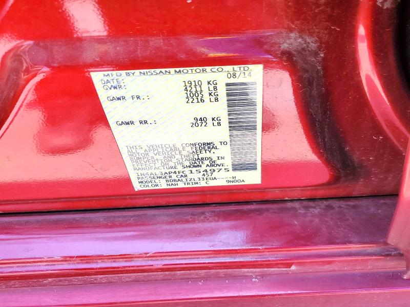 2015 Nissan Altima მანქანა იყიდება აუქციონზე, vin: 1N4AL3AP4FC154975, აუქციონის ნომერი: 54018696