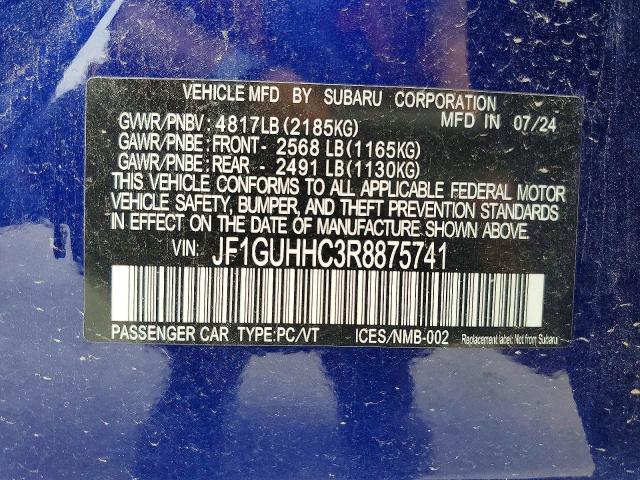 Продажа на аукционе авто 2024 Subaru Impreza, vin: JF1GUHHC3R8875741, номер лота: 52578116