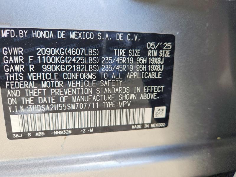 53192996 :رقم المزاد ، 3HDSA2H55SM707711 vin ، 2025 Acura Adx مزاد بيع