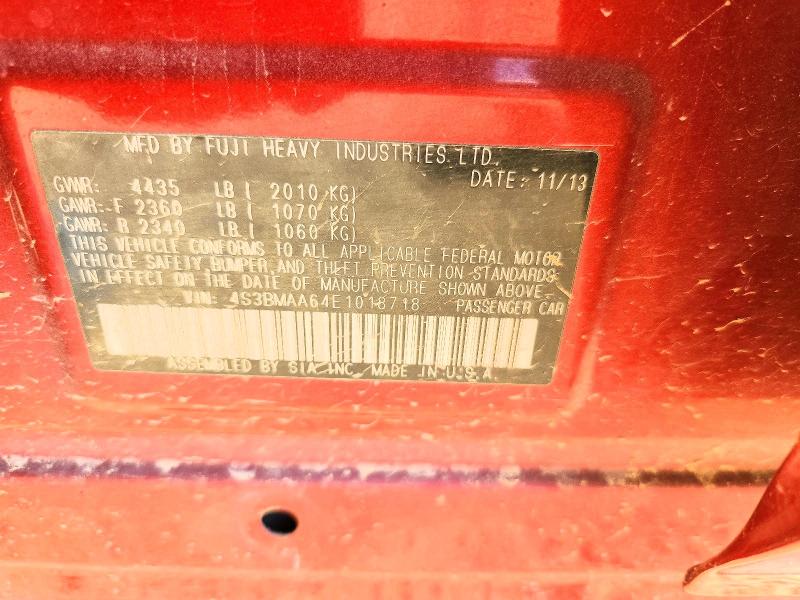 2014 Subaru Legacy მანქანა იყიდება აუქციონზე, vin: 4S3BMAA64E1018718, აუქციონის ნომერი: 54488086