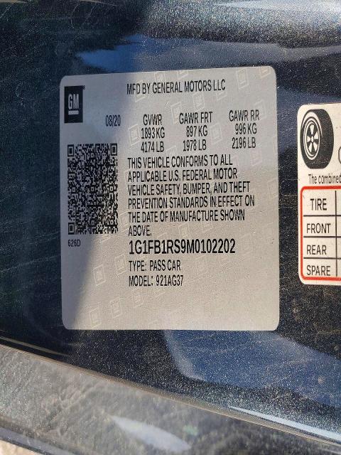 55036166 :رقم المزاد ، 1G1FB1RS9M0102202 vin ، 2021 Chevrolet Camaro مزاد بيع