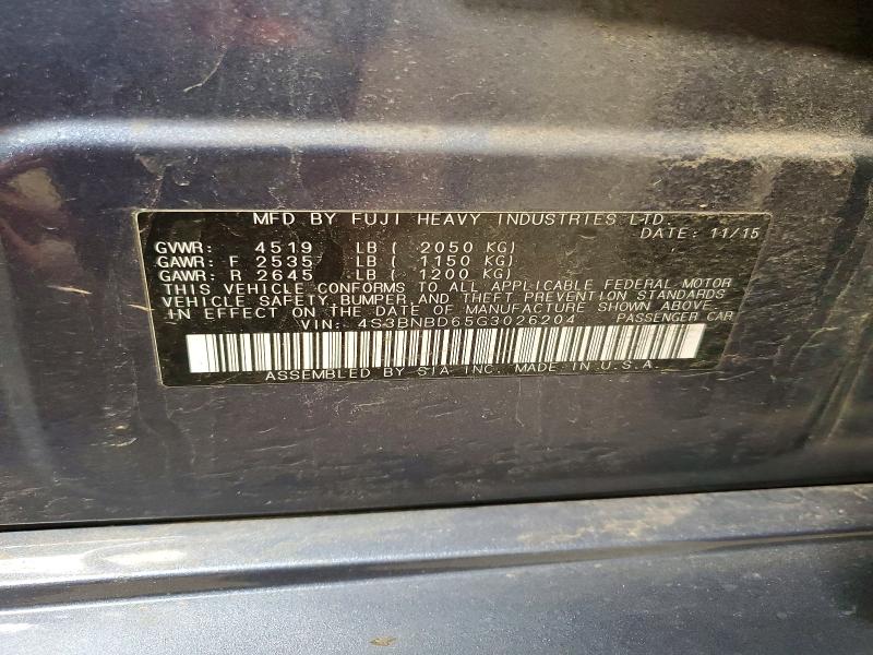 53453596 :رقم المزاد ، 4S3BNBD65G3026204 vin ، 2016 Subaru Legacy مزاد بيع