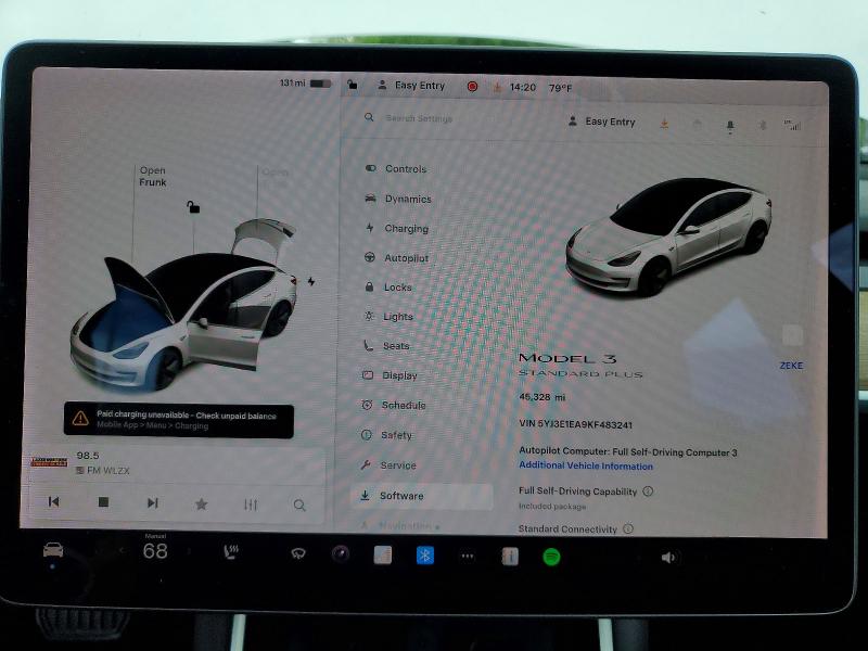 2019 Tesla Model 3 მანქანა იყიდება აუქციონზე, vin: 5YJ3E1EA9KF483241, აუქციონის ნომერი: 54622186