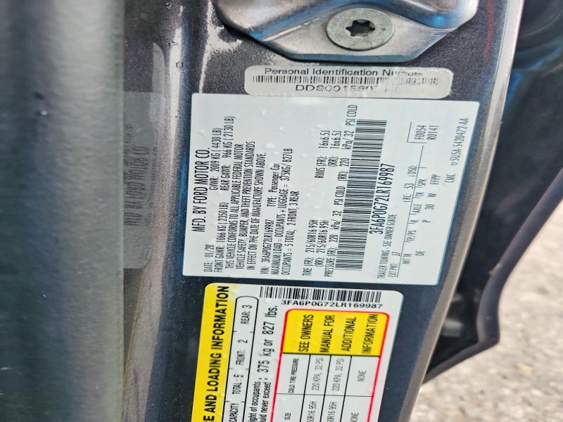 54304666 :رقم المزاد ، 3FA6P0G72LR169987 vin ، 2020 Ford Fusion مزاد بيع