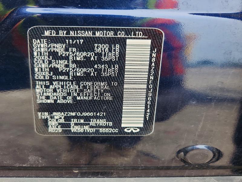 2018 Infiniti Qx80 მანქანა იყიდება აუქციონზე, vin: JN8AZ2NF0J9661421, აუქციონის ნომერი: 51887246