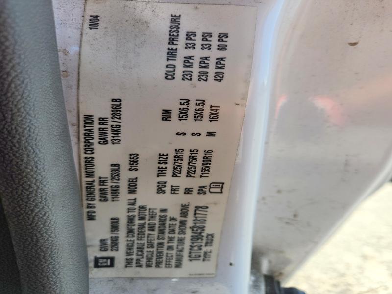 53647886 :رقم المزاد ، 1GTCS198458181778 vin ، 2005 Gmc Canyon مزاد بيع