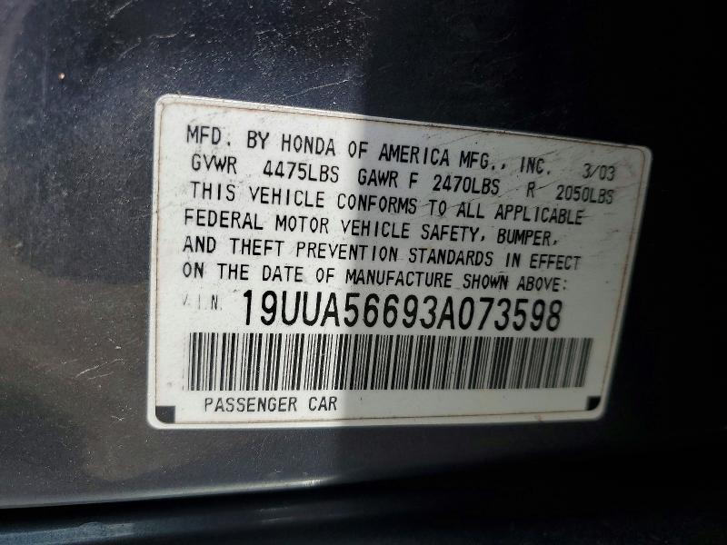 Продаж на аукціоні авто 2003 Acura 3.2tl, vin: 19UUA56693A073598, номер лоту: 54909976