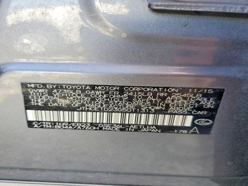 Aukcja sprzedaży 2016 Lexus Is, vin: JTHCE1D23G5011313, numer aukcji: 52438956
