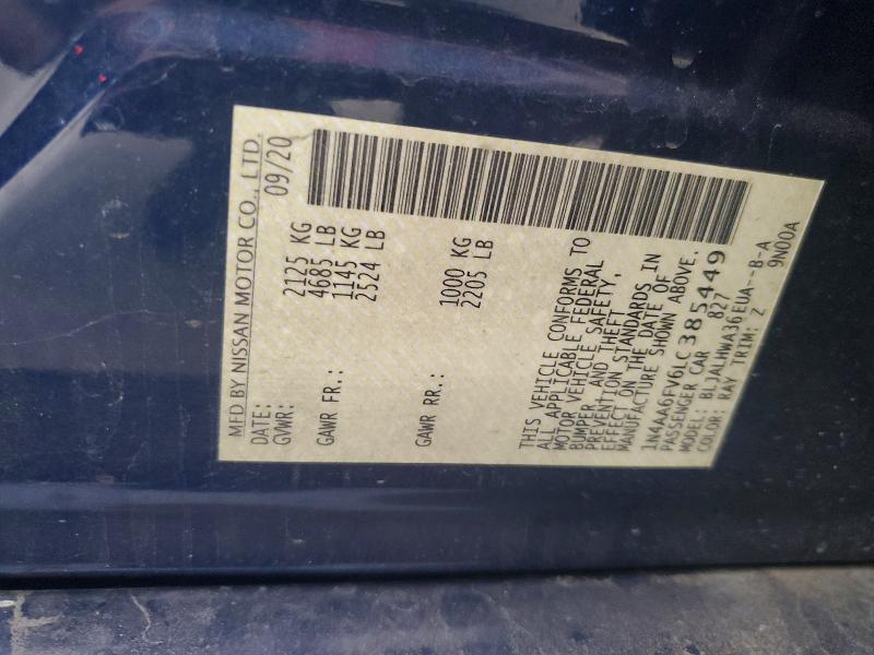 2020 Nissan Maxima მანქანა იყიდება აუქციონზე, vin: 1N4AA6FV6LC385449, აუქციონის ნომერი: 54667516