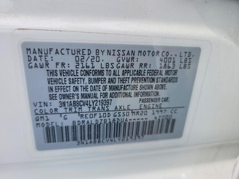 Продаж на аукціоні авто 2020 Nissan Sentra, vin: 3N1AB8CV4LY219397, номер лоту: 54786826