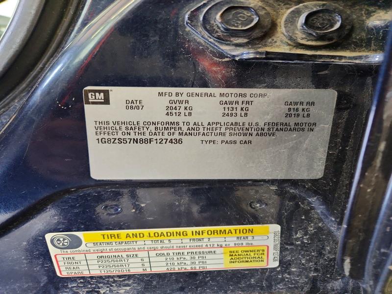 53265726 :رقم المزاد ، 1G8ZS57N88F127436 vin ، 2008 Saturn Aura مزاد بيع