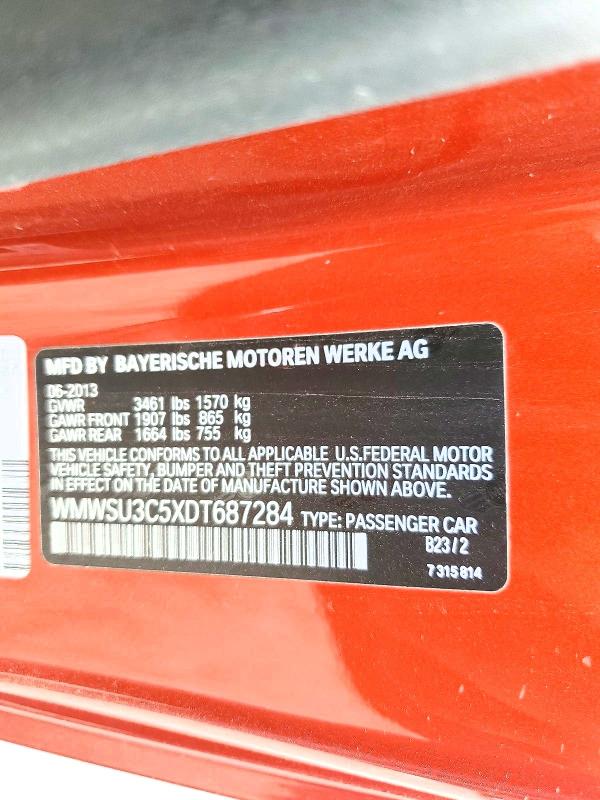 2013 Mini Cooper მანქანა იყიდება აუქციონზე, vin: WMWSU3C5XDT687284, აუქციონის ნომერი: 52574546
