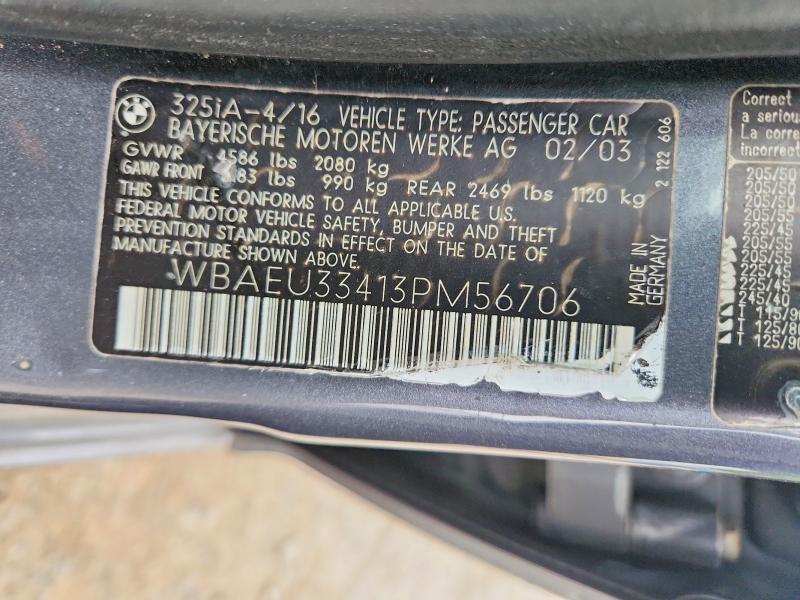 Продажа на аукционе авто 2003 Bmw 325, vin: WBAEU33413PM56706, номер лота: 53807196