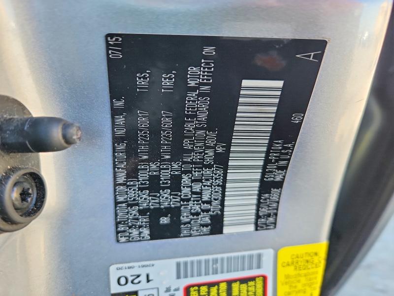 53195176 :رقم المزاد ، 5TDYK3DC6FS635877 vin ، 2015 Toyota Sienna مزاد بيع
