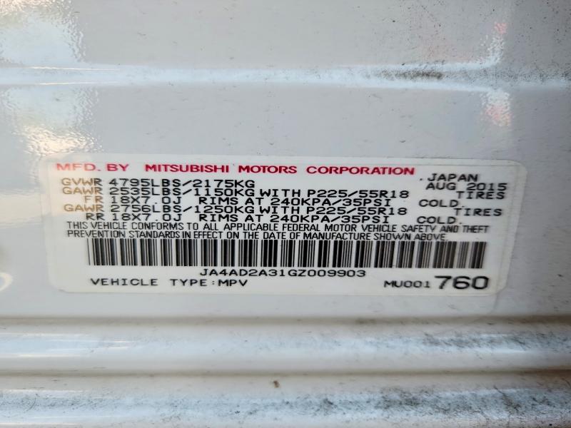 Aukcja sprzedaży 2016 Mitsubishi Outlander, vin: JA4AD2A31GZ009903, numer aukcji: 54281256