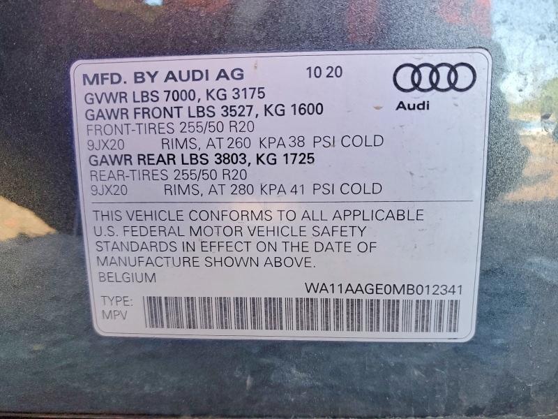 Продаж на аукціоні авто 2021 Audi E-tron, vin: WA11AAGE0MB012341, номер лоту: 51995616