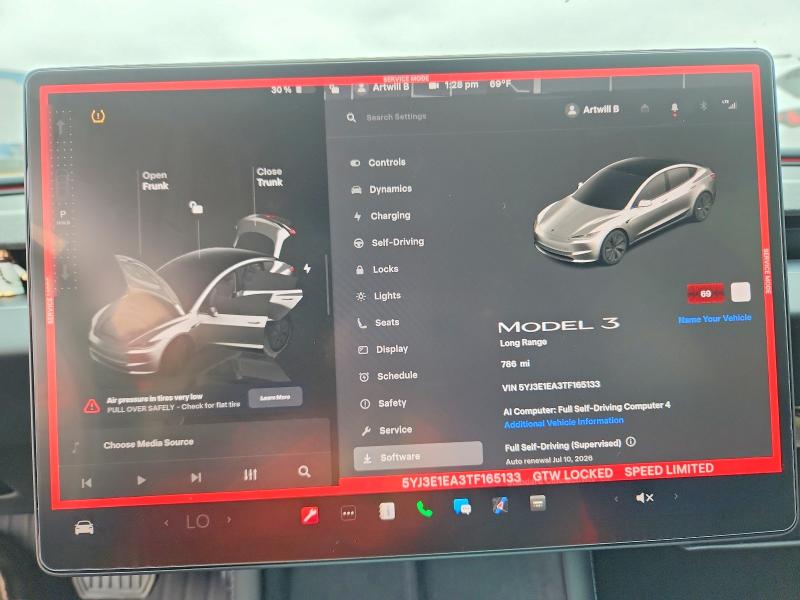 2026 Tesla Model 3 მანქანა იყიდება აუქციონზე, vin: 5YJ3E1EA3TF165133, აუქციონის ნომერი: 54004586