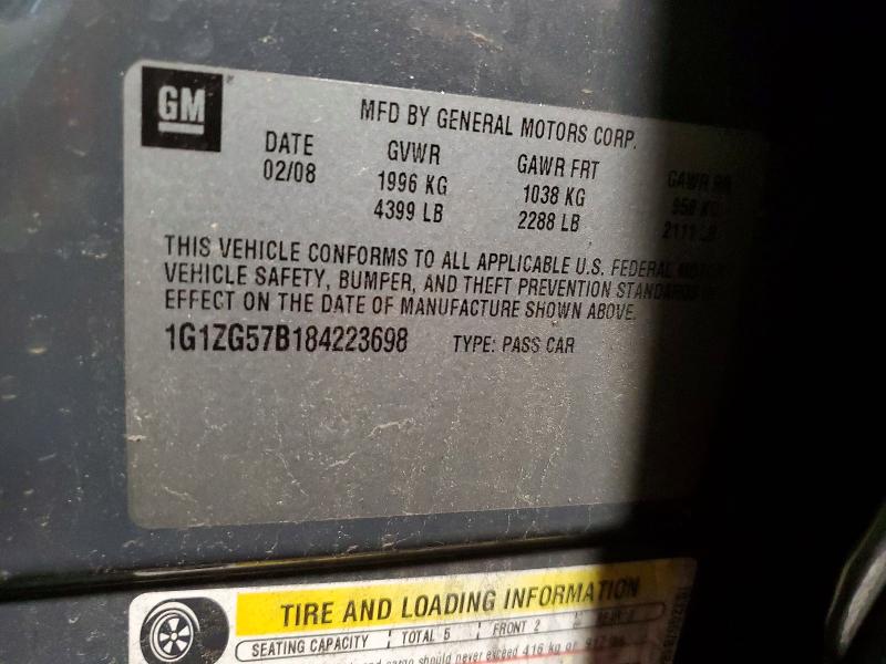 Aukcja sprzedaży 2008 Chevrolet Malibu, vin: 1G1ZG57B184223698, numer aukcji: 54074396