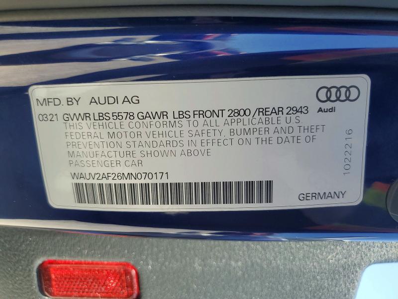 Продажа на аукционе авто 2021 Audi A7, vin: WAUV2AF26MN070171, номер лота: 53289486
