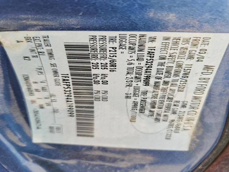 2004 Ford Taurus მანქანა იყიდება აუქციონზე, vin: 1FAFP53294A199099, აუქციონის ნომერი: 51282206