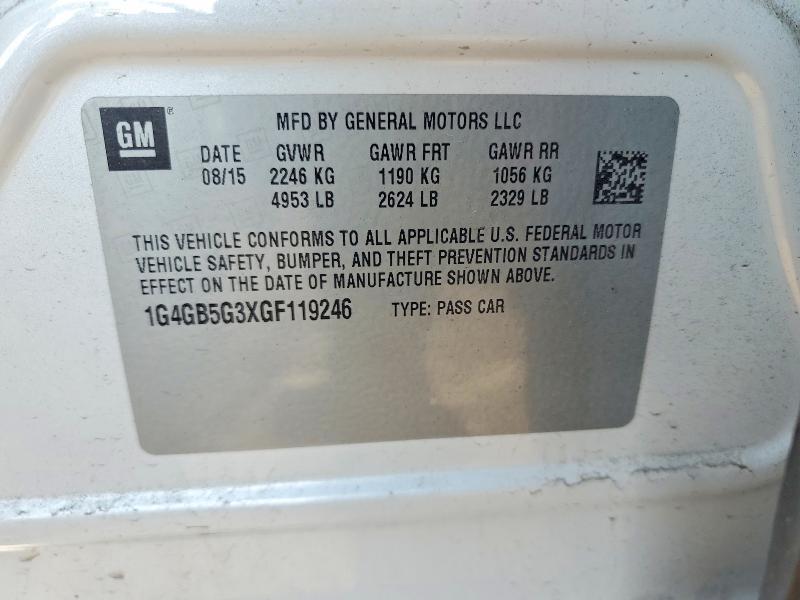 Продаж на аукціоні авто 2016 Buick Lacrosse, vin: 1G4GB5G3XGF119246, номер лоту: 53791016