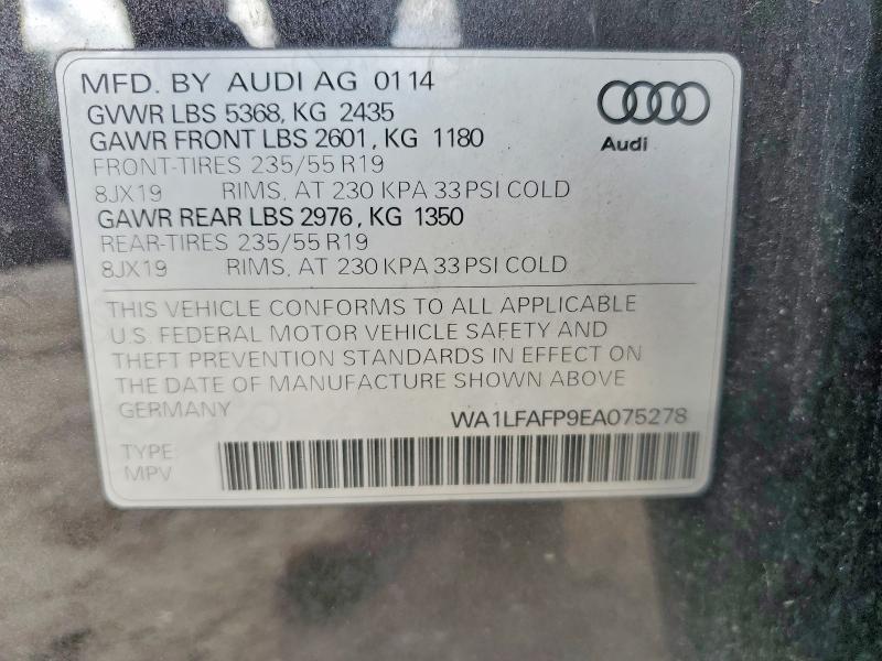 2014 Audi Q5 მანქანა იყიდება აუქციონზე, vin: WA1LFAFP9EA075278, აუქციონის ნომერი: 54538386
