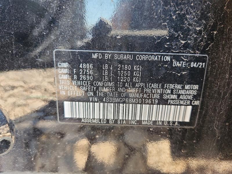Продаж на аукціоні авто 2021 Subaru Legacy, vin: 4S3BWGP68M3019619, номер лоту: 52027676
