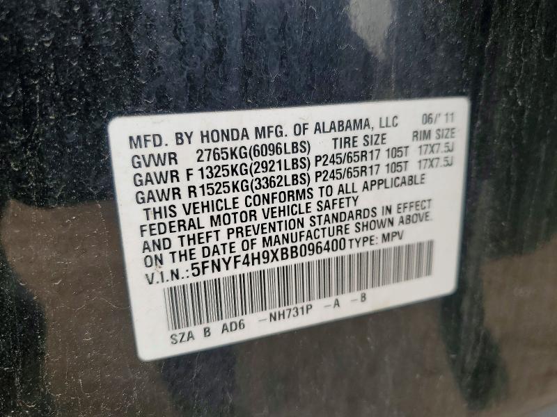 2011 Honda Pilot მანქანა იყიდება აუქციონზე, vin: 5FNYF4H9XBB096400, აუქციონის ნომერი: 55359746