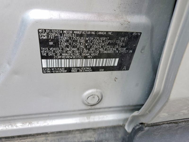 Aukcja sprzedaży 2014 Toyota Rav4, vin: 2T3RFREV8EW181155, numer aukcji: 52539016