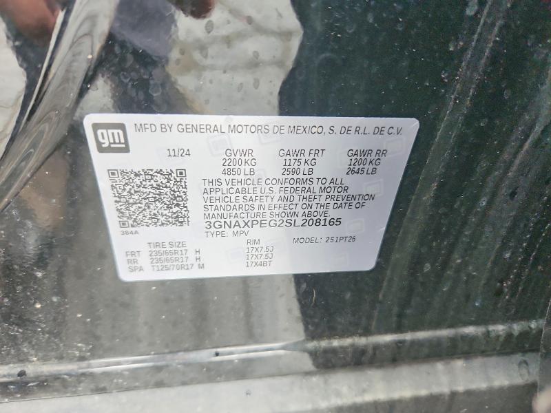 54351186 :رقم المزاد ، 3GNAXPEG2SL208165 vin ، 2025 Chevrolet Equinox مزاد بيع