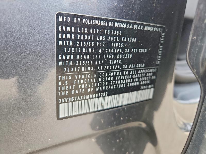 Aukcja sprzedaży 2021 Volkswagen Tiguan, vin: 3VV3B7AX9MM067292, numer aukcji: 52700196