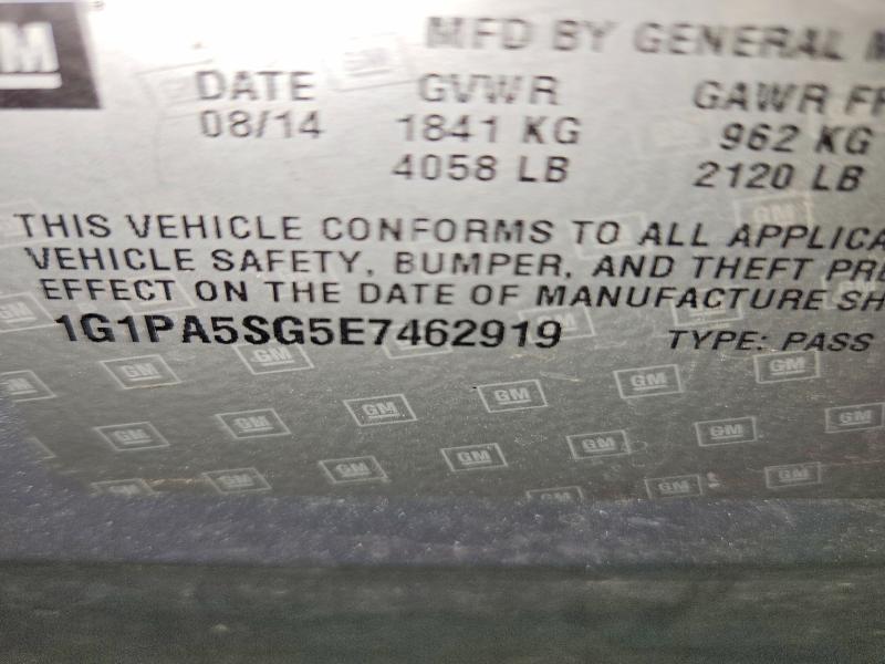 2014 Chevrolet Cruze მანქანა იყიდება აუქციონზე, vin: 1G1PA5SG5E7462919, აუქციონის ნომერი: 54918606