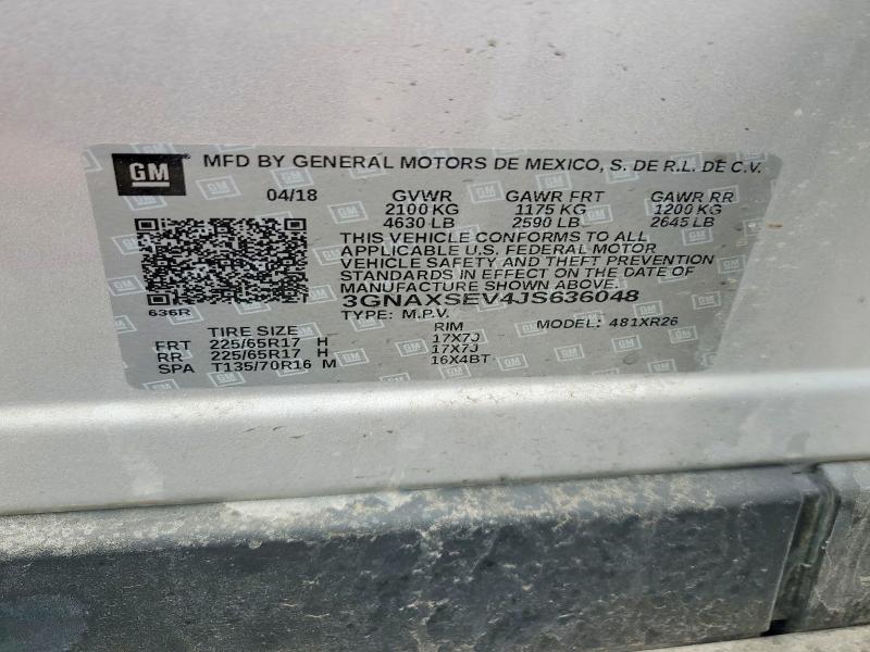 Продаж на аукціоні авто 2018 Chevrolet Equinox, vin: 3GNAXSEV4JS636048, номер лоту: 54393096