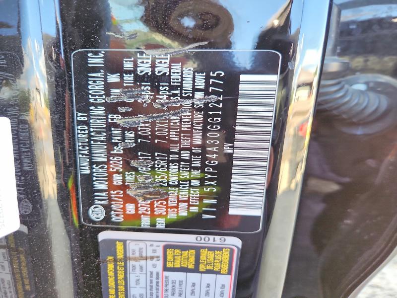 Aukcja sprzedaży 2016 Kia Sorento, vin: 5XYPG4A30GG122775, numer aukcji: 52961146