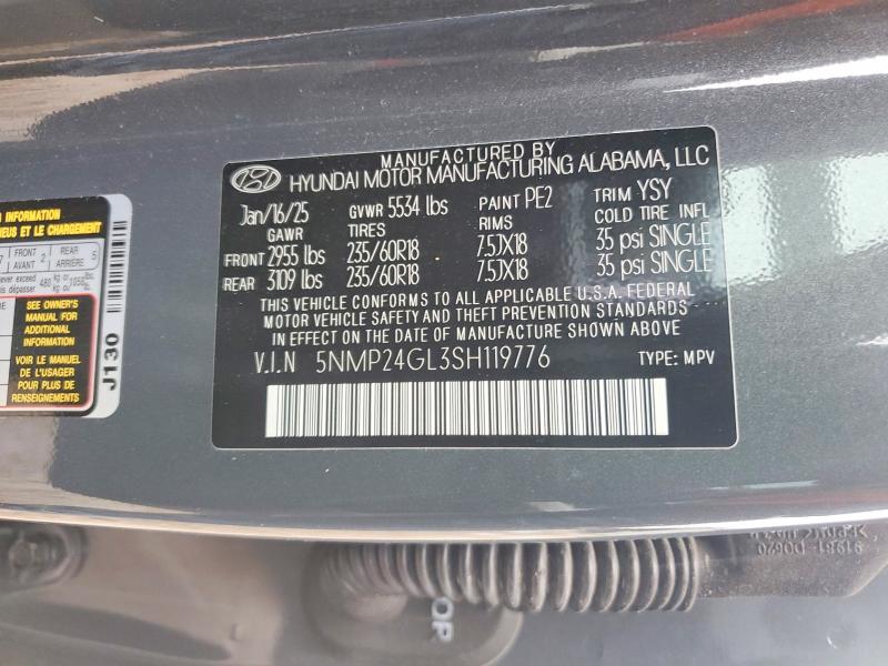 Aukcja sprzedaży 2025 Hyundai Santa Fe, vin: 5NMP24GL3SH119776, numer aukcji: 55083616