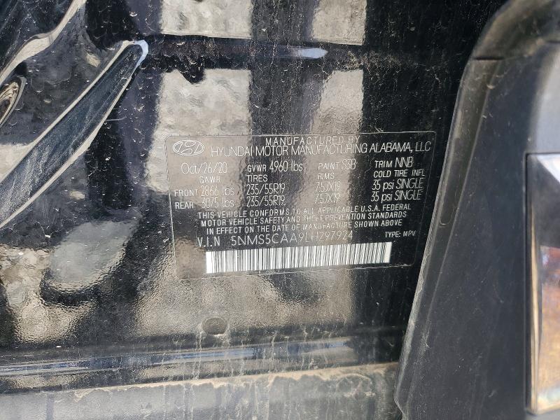 2020 Hyundai Santa Fe მანქანა იყიდება აუქციონზე, vin: 5NMS5CAA9LH297924, აუქციონის ნომერი: 54695536