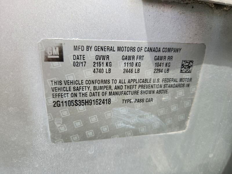 Aukcja sprzedaży 2017 Chevrolet Impala, vin: 2G1105S35H9162418, numer aukcji: 52359876