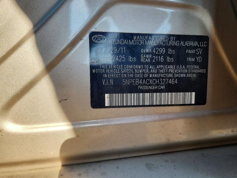 54052236 :رقم المزاد ، 5NPEB4ACXCH327464 vin ، 2012 Hyundai Sonata مزاد بيع