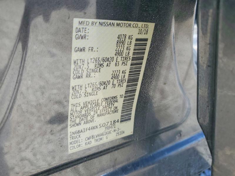 Aukcja sprzedaży 2019 Nissan Titan Xd, vin: 1N6BA1F44KN507184, numer aukcji: 52936206