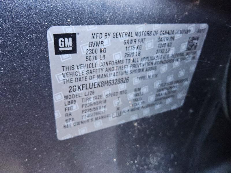 52667516 :رقم المزاد ، 2GKFLUEK8H6328826 vin ، 2017 Gmc Terrain مزاد بيع