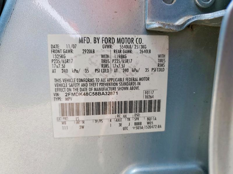 2008 Ford Edge მანქანა იყიდება აუქციონზე, vin: 2FMDK48C58BA32871, აუქციონის ნომერი: 54837206