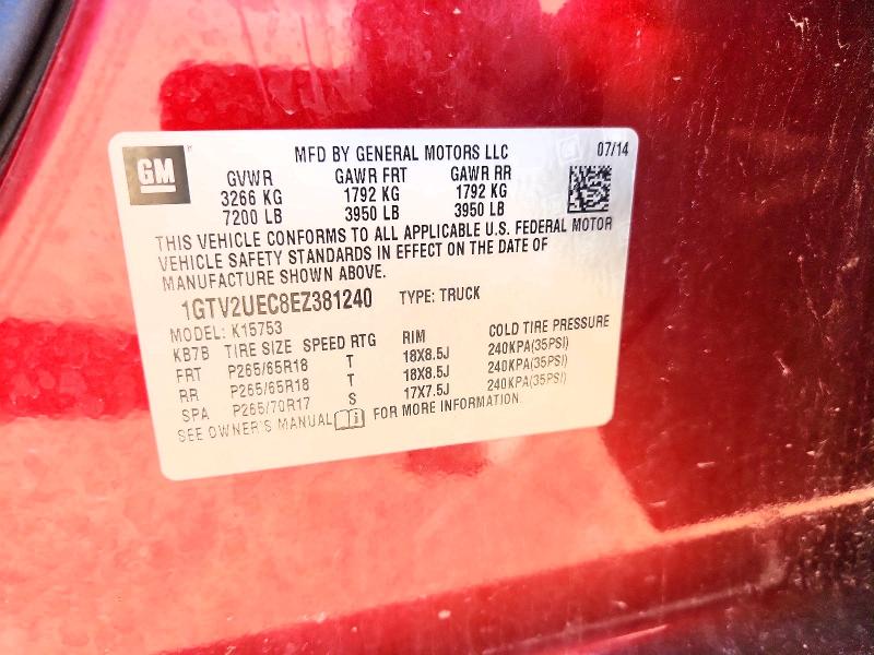 Aukcja sprzedaży 2014 Gmc Sierra, vin: 1GTV2UEC8EZ381240, numer aukcji: 52534966
