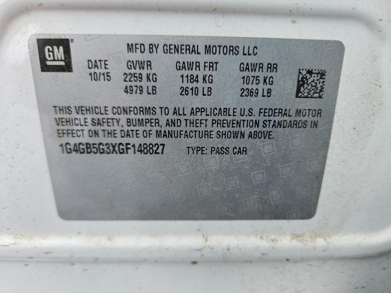 Продаж на аукціоні авто 2016 Buick Lacrosse, vin: 1G4GB5G3XGF148827, номер лоту: 54646456