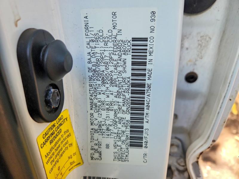Aukcja sprzedaży 2011 Toyota Tacoma, vin: 3TMJU4GN7BM117558, numer aukcji: 55387166