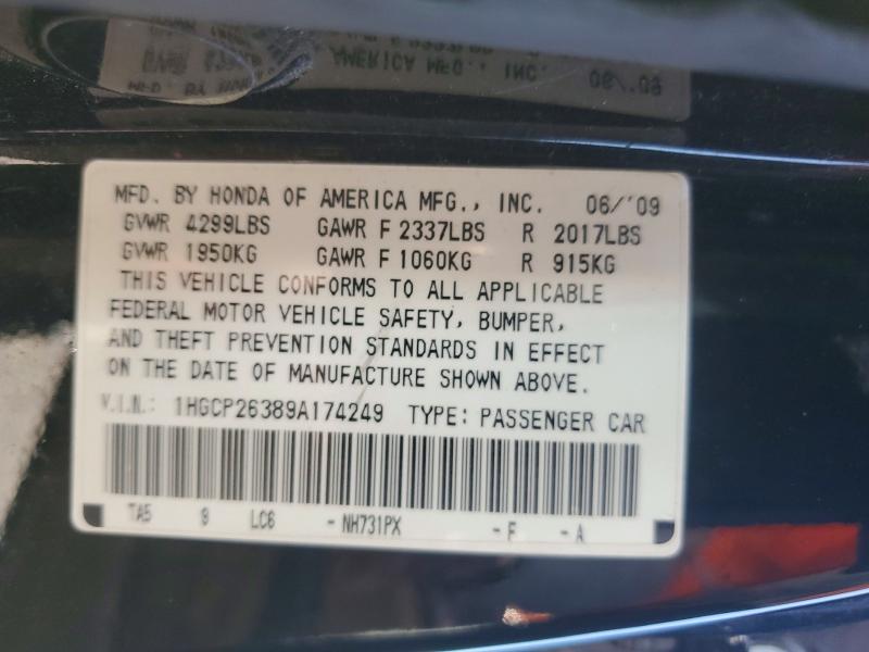 Продаж на аукціоні авто 2009 Honda Accord, vin: 1HGCP26389A174249, номер лоту: 52492336