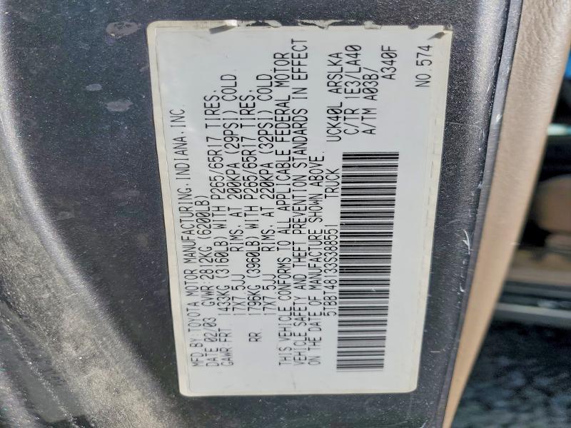 54707096 :رقم المزاد ، 5TBBT48133S388551 vin ، 2003 Toyota Tundra مزاد بيع